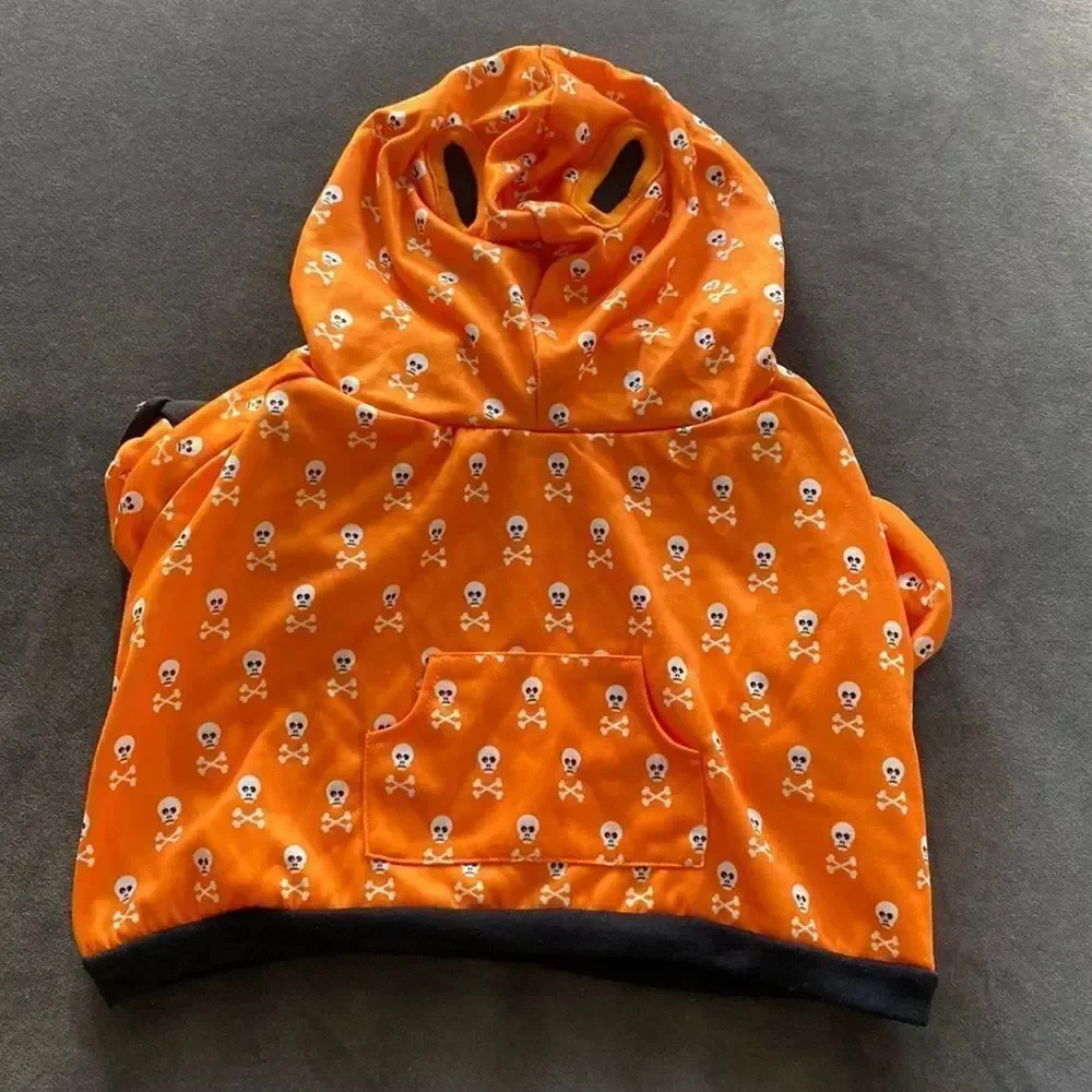 Dog Hoodie Halloween Skull & Crossbones Size L NWOT